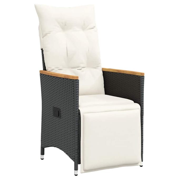vidaXL - 9-delige - Bistroset - met - kussens - poly - rattan - zwart