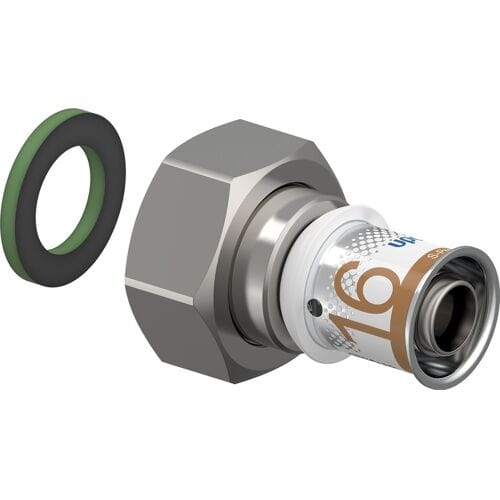 Uponor S-Press Plus schroef koppeling - Wartel - binnendraad x pers - 3/4 x 16mm - messing - Kiwa