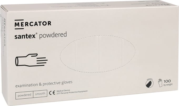 MERCATOR - Witte gepoederde latex handschoenen 100 stuks / XL
