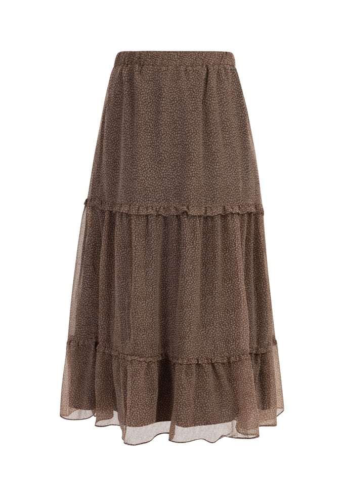 Dreimaster Maxi rok Dames bruin-gebroken wit