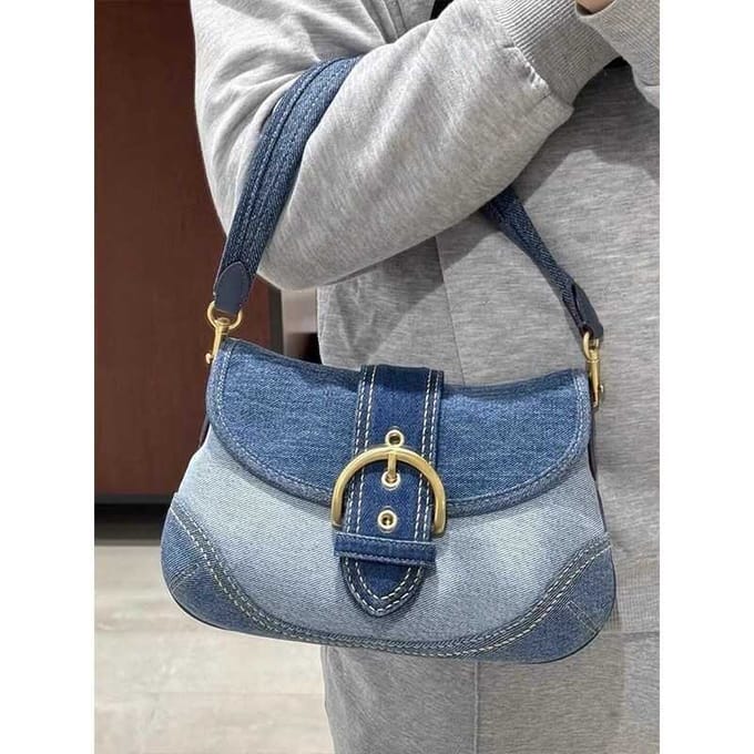Jean Okseltas Dames Lente Zomer Mode Frans Patchwork Canvas Erwtentas Schoudertas Baguette Tas gray