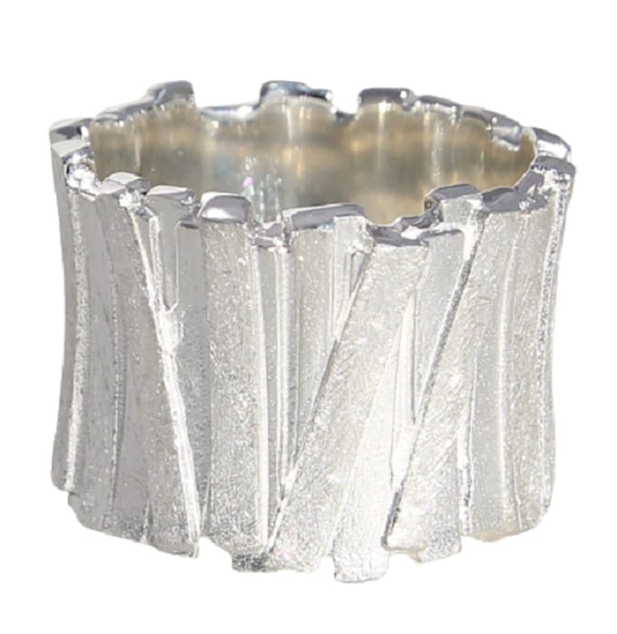 Schitterende Zilveren Brede Ring Art 19.75 mm. (maat 62)