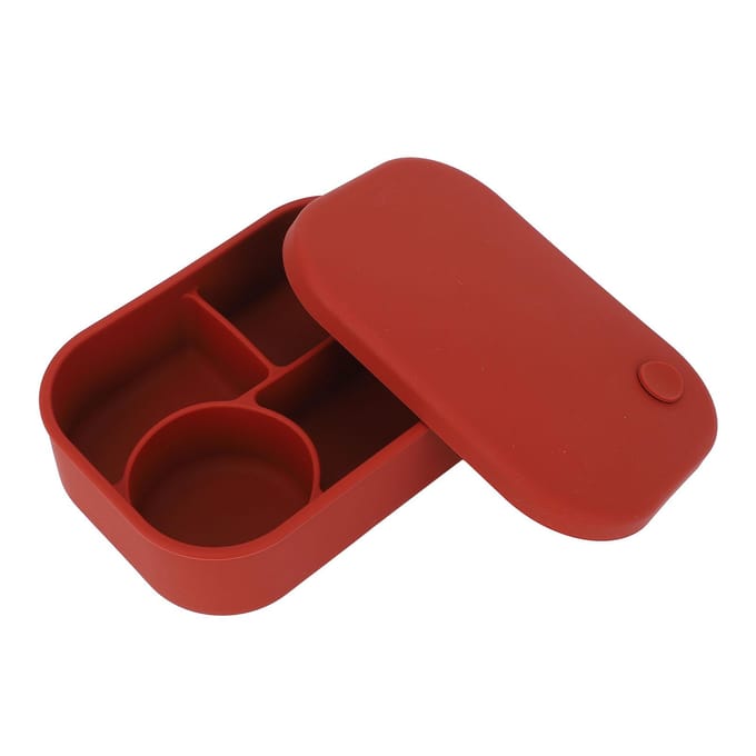 Lunchbox Voedselkwaliteit Siliconen Ventilatiedesign 4 Compartimenten Voedselopslag Snackcontainer voor Thuis brown