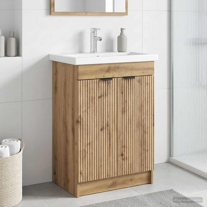 vidaXL - Badkamer - onder - Wastafel - Kast - Artisanaal - eiken