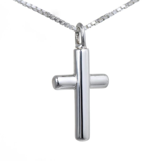 Ashanger zilver, model Kruis rond. Met collier.