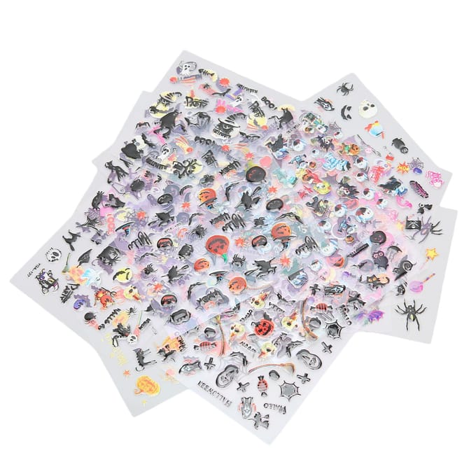 24 pièces Autocollants Nail Art Halloween Auto-adhésifs DIY Décalcomanies Nail Art Décorations Manucure white