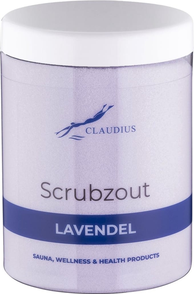 Scrubzout Lavendel in handige pot - 1250 gram - met witte deksel - Hydraterende Lichaamsscrub