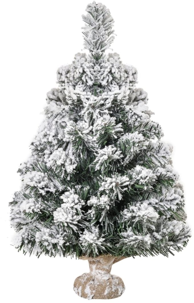 Mini Kunstkerstboom- 60 cm - Met sneeuw - 67 toppen - Cementbasis - Voor binnen - Groen