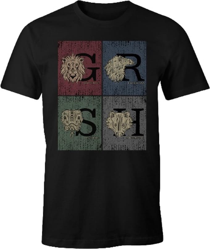 Harry Potter - Grunge Hogwarts - T-Shirt - Zwart - M