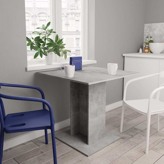 vidaXL - Eettafel - 80x80x75 - cm - bewerkt - hout - betongrijs