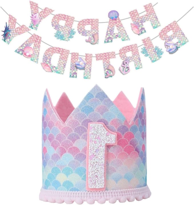 Dailygoods- Verjaardagsbanner Zeemeermin Thema - Feestdecoratie