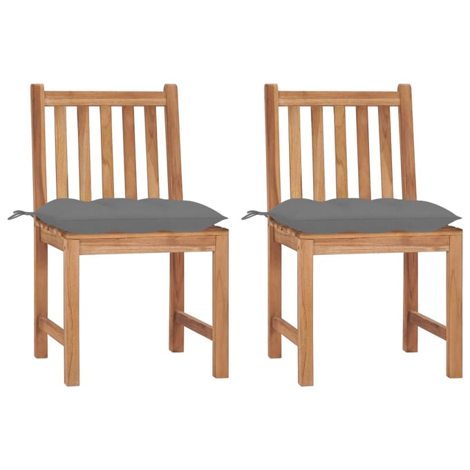 vidaXL - Tuinstoelen - 2 - st - met - kussens - massief - teakhout