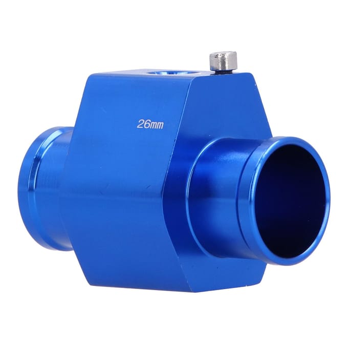 26mm Water Temperatuur Verbindingspijp Blauw Temperatuurslang Adapter Aluminium Auto Accessoire
