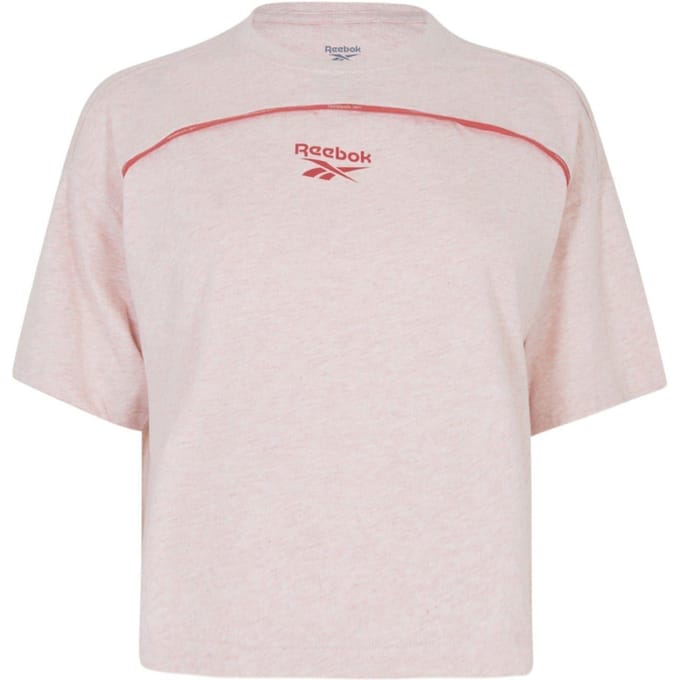Reebok Dames-T-shirt met contrasterende biezen en een relaxte pasvorm (Ecru gemêleerd)