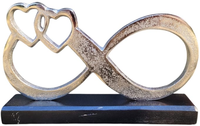 Gilde - -Sculptuur - oneindige liefde voor elkaar - mangohout - aluminium 16x25