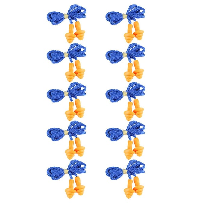 10pcs Christmas Trees shape Thermoplastic Rubber Ear Plugs Sleep Work Noise Reduction with Wire blue
