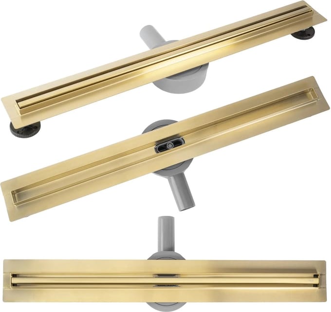 Rea Neox Slim pro - Lineaire afvoer - douchegoot - Geborsteld Goud - 60 cm