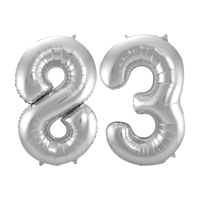 Folieballon 83 jaar - Zilver - 86 cm