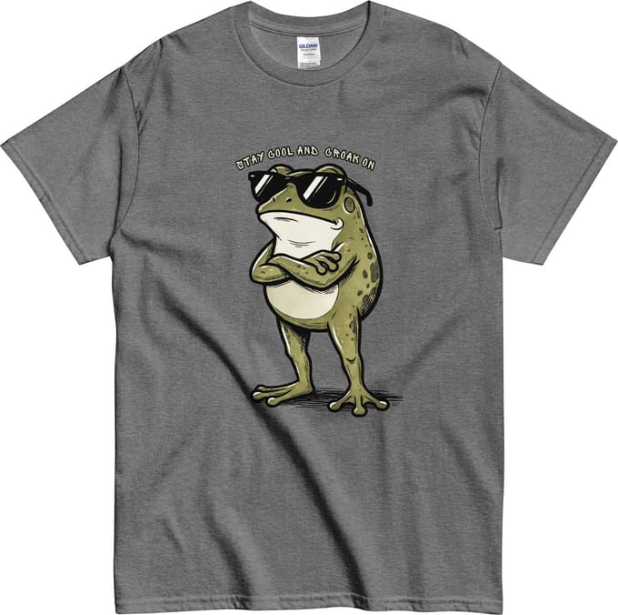 Grappig Heren Dames T Shirt - Quote Stay Cool and Croak on - Kikker - Grijs - L