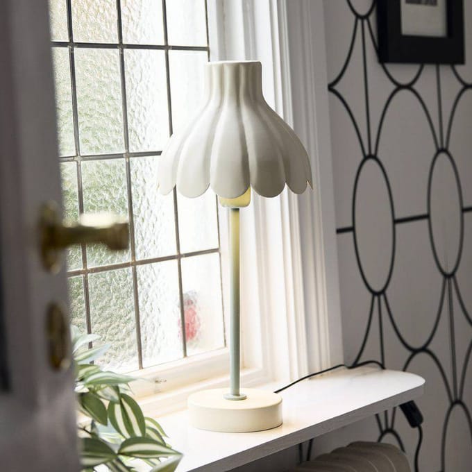 PR Home Wera tafellamp, crème/groen, hoogte 47 cm, metaal