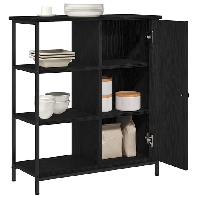 vidaXL - Dressoir - Zwart - Eiken - 70 - x - 30 - x - 80 - cm