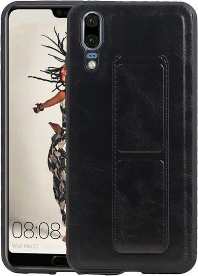 Grip Stand Hardcase Backcover voor Huawei P20 Zwart
