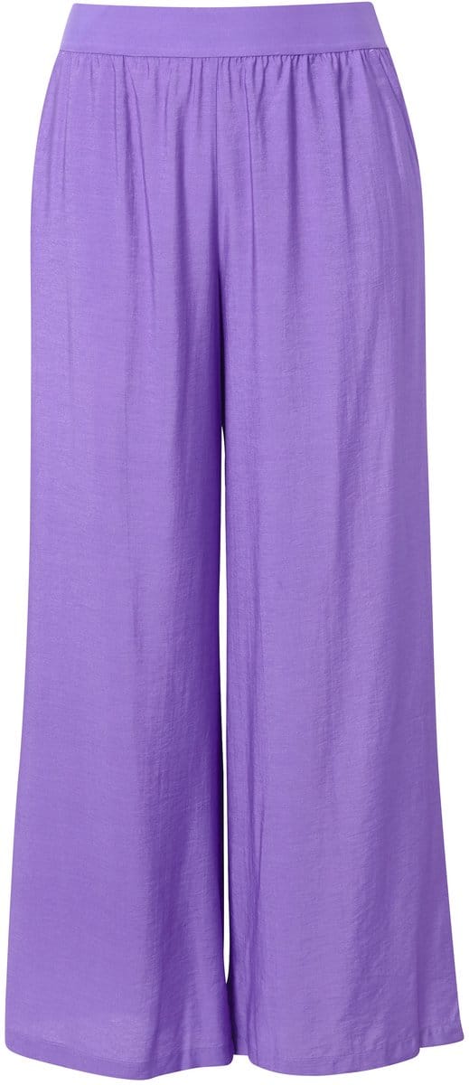 Ulla Popken - Dames - Instapbroek wijde pijpen structuur elastische tailleband - Purper - Maat 54+