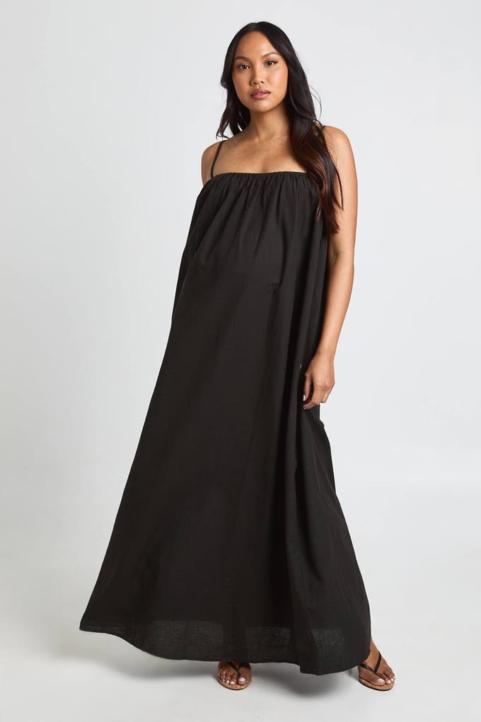 boohoo Dames Zwangerschaps Volume Zak Maxi Jurk | Zwart | Maat: 38