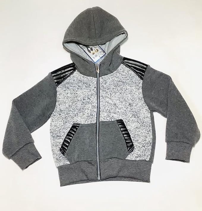 S&C vest - met imitatieleren accenten - grijs - maat 164