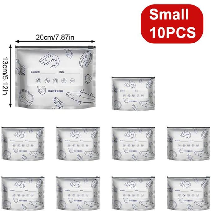 10 stuks/set Aluminiumfolie Vershoudzak Afsluitbaar Antibacteriële Koelkast Voedsel Invriezen Bewaartas Ritssluiting S  (20*13cm) 10PCS