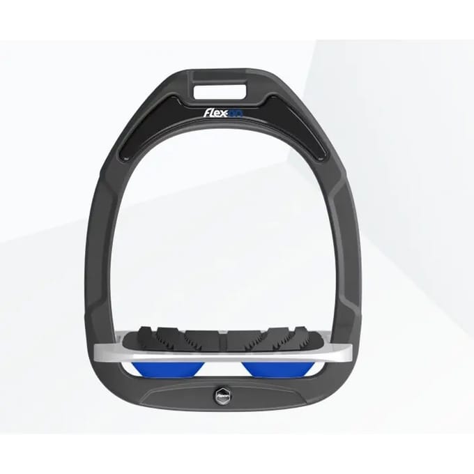 Ingezakte grip stijgbeugels antraciet/grijs/blauw Flex-On Green Composite