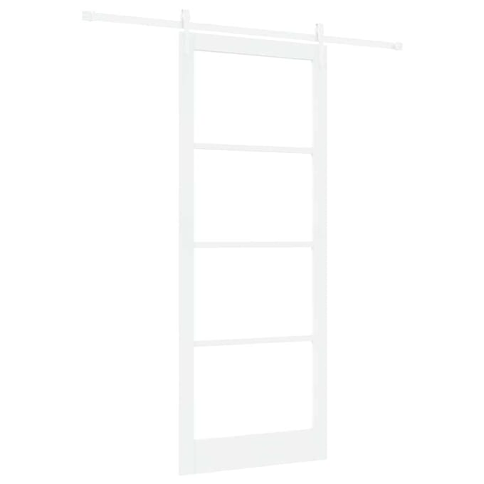 vidaXL - Schuifdeur - 93 - x - 232 - cm - Massief - grenenhout - en - glas - Wit