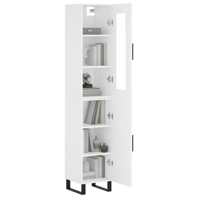vidaXL - Hoge - kast - 34,5x34x180 - cm - bewerkt - hout - wit