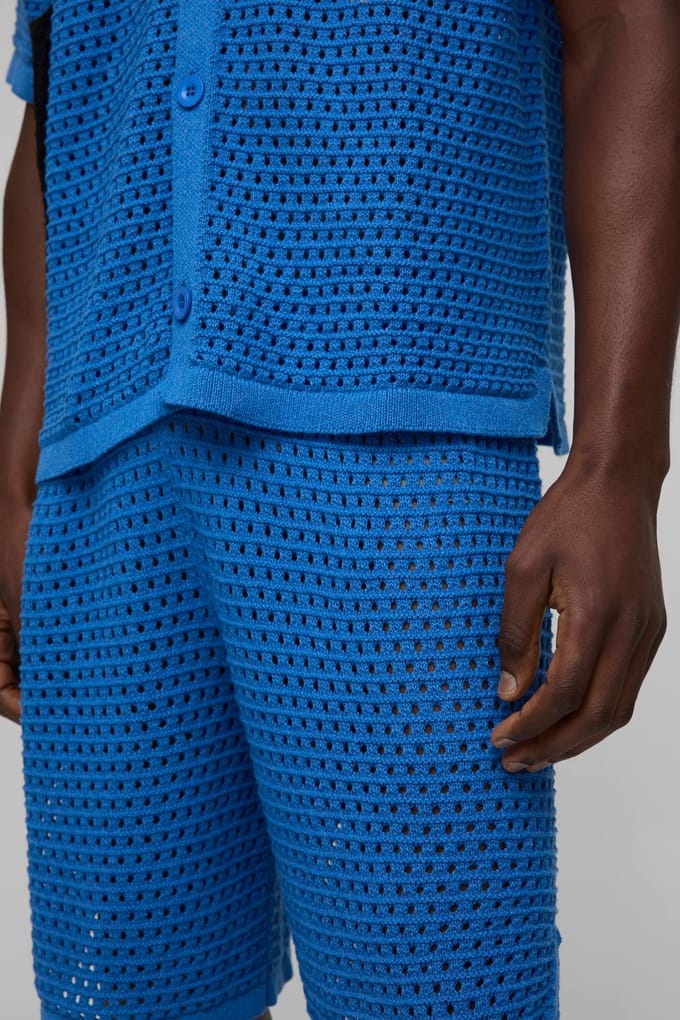 Relaxed Fit Open Stitch Basketball Gebreide Shorts | Cobalt | Size Medium