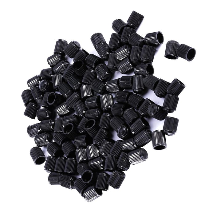 Lot de 100 bouchons de valve de pneu en plastique noir pour voiture, vélo, moto, camion black