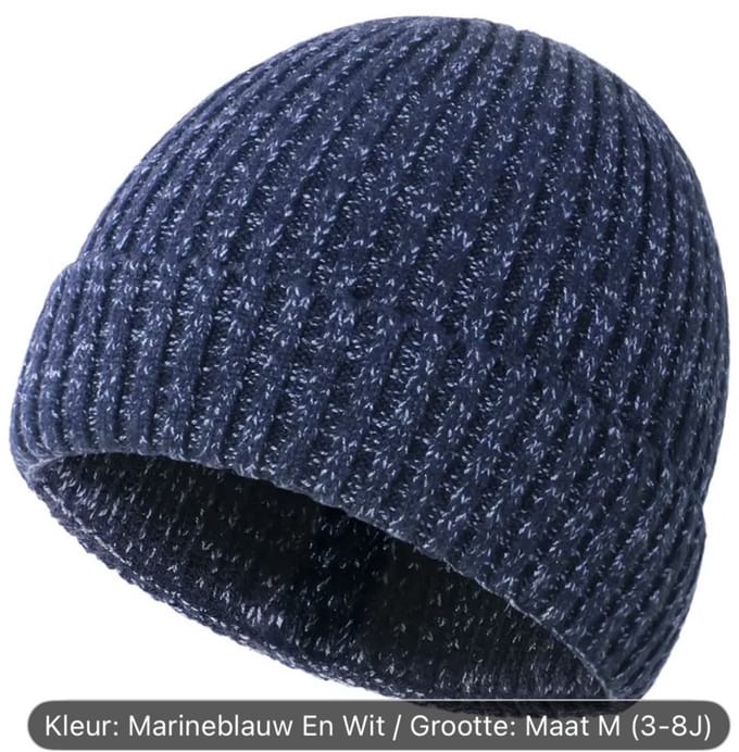 kinder winter muts donkerblauw maat m (3-8) jaar
