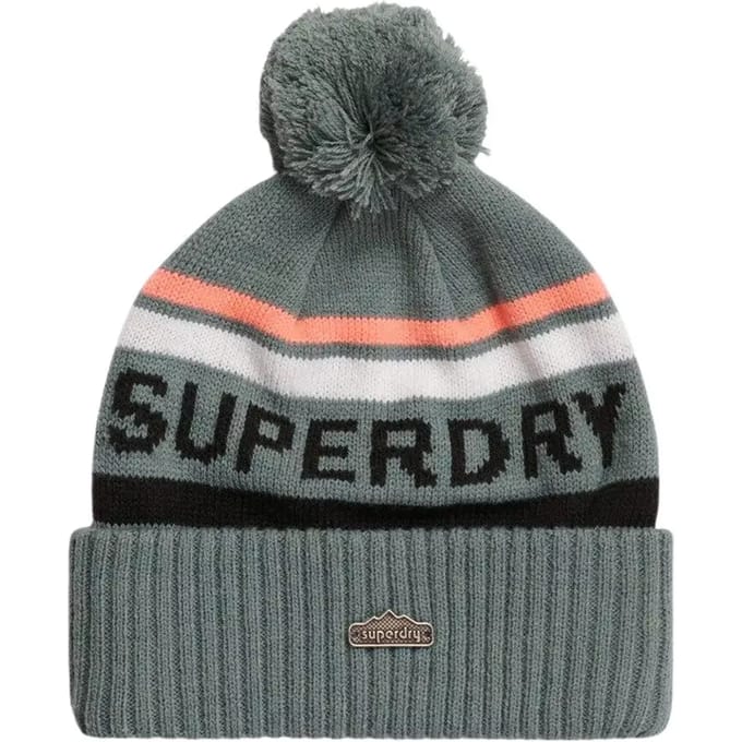 Superdry Gebreide Beanie met Logo Blue Grootte: 1SIZE