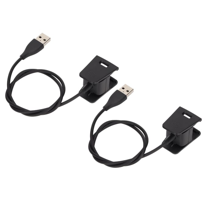2 Stuks Smartwatch Oplader USB Oplaadkabel Snoer Oplaadstation Adapter voor Fitbit Charge 2 black