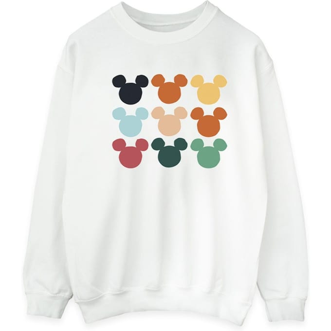 Disney Heren Mickey Mouse Hoofden Vierkant Sweatshirt (Wit)