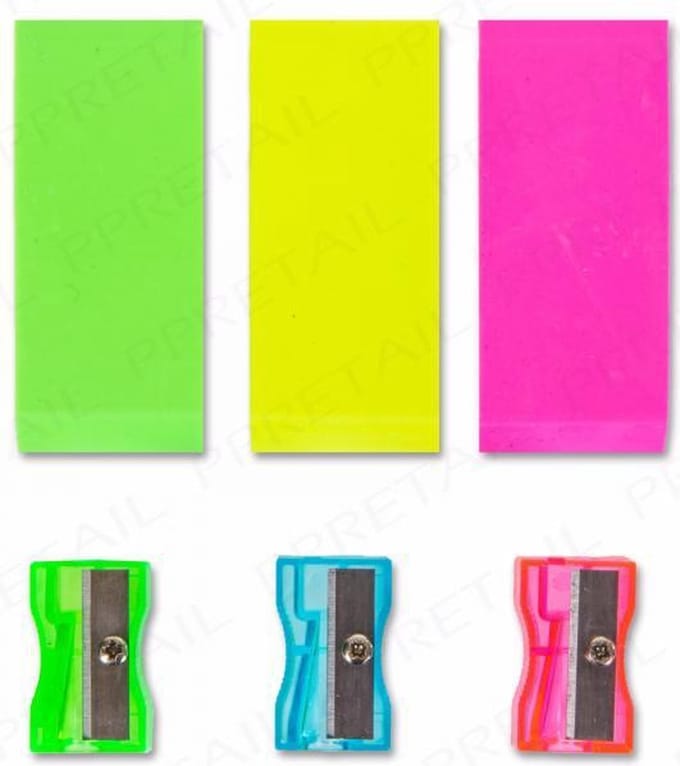 Puntenslijper en Gummen - Multicolor - Set van 6