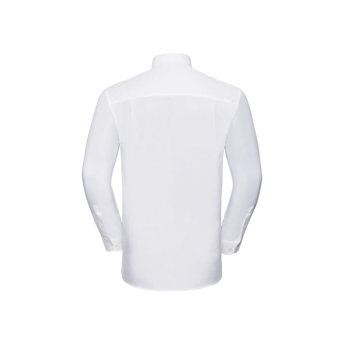 Russell Collection Heren Oxford overhemd met lange mouwen (Wit)