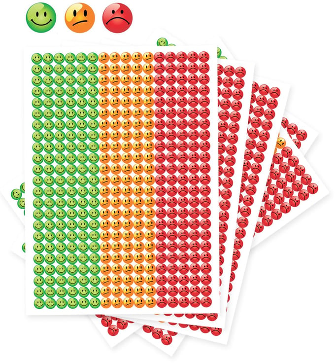 Smiley Stickers – 1840 Beloningsstickers Groen, Oranje & Rood - Feedback Stickers