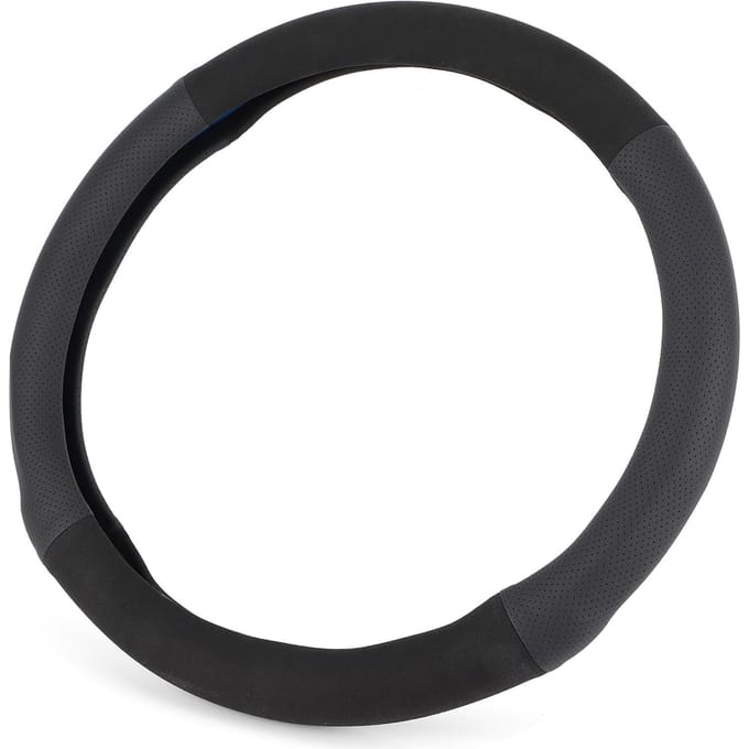Housse de Volant 15 pouces Daim Cuir Artificiel Prise Confortable Universel pour Modification de Voiture black