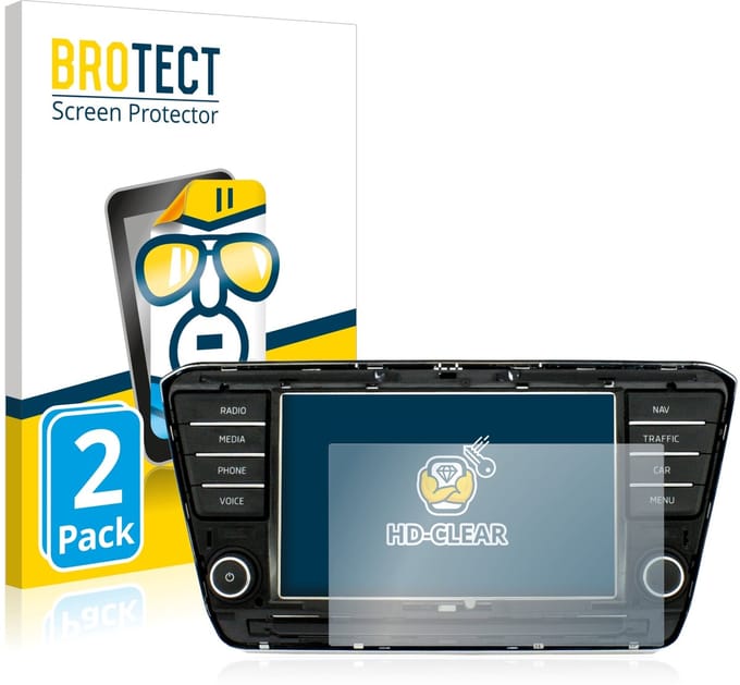 BROTECT - Screenprotector voor Skoda Columbus Superb 2017 Infotainment System 8" - Folie Beschermfolie transparant 2 Stuks