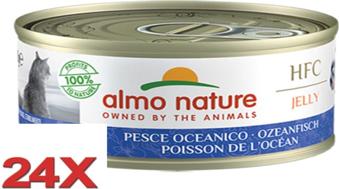 24x Almo Nature HFC - Kattenvoer Natvoer Blik - Gelei - Oceaanvis - 70g