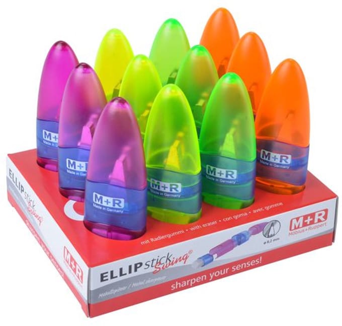 Puntenslijper Möbius & Ruppert enkel Ellipstick Swing met gum 12 stuks in display