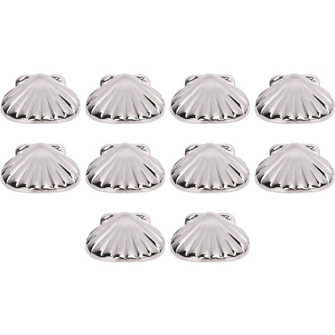 10 Sets Schelp Rivet Zilver 33mm Decoratieve Zinklegering Rivets en 4,5mm PH Schroeven voor Riem Tas white