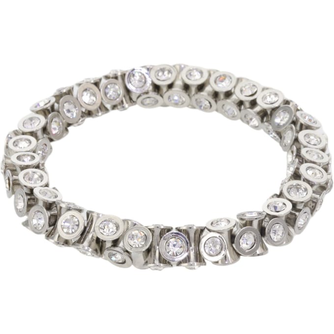 Behave – armband – transparant – glanzend zilverkleurig – elastisch – kristallen – nikkelvrij