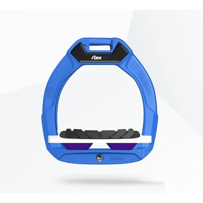 Veiligheids-strijkers voor paardrijden Ingelengd Grip Blauw/Wit/Paarse kind Flex-On Safe-On