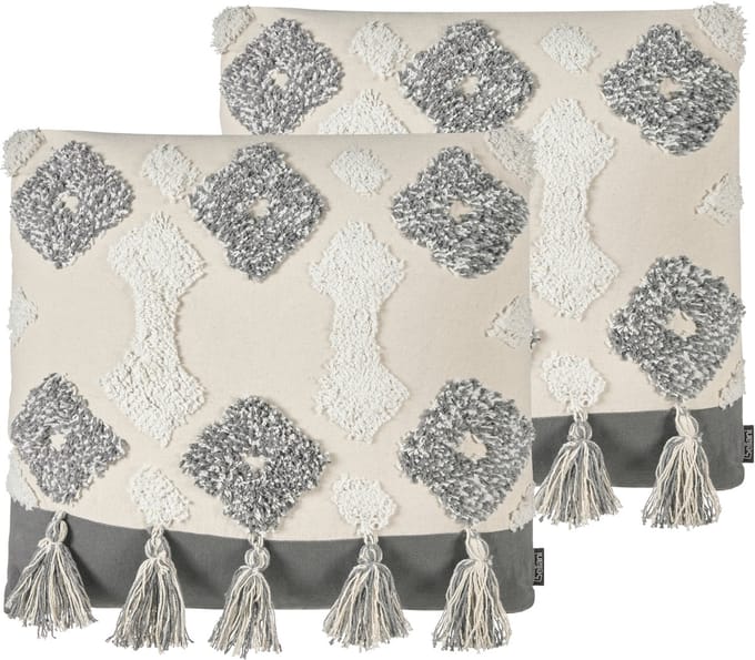 ALOCASIA - Sierkussen set van 2 - Grijs - 45 x 45 cm - Katoen